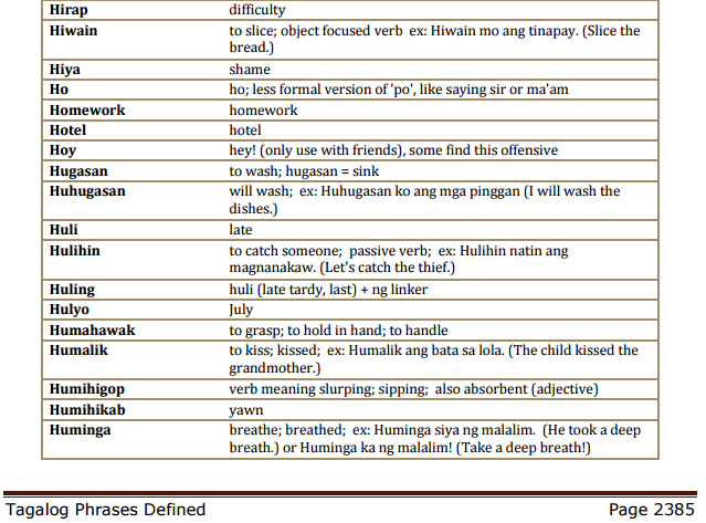 Sample of the Glossary